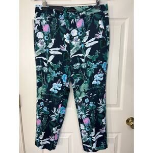 New Banana Republic Avery Pants Navy Blue Floral Pineapple Print 8 Career Office